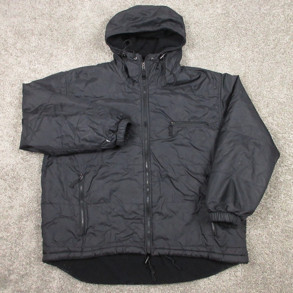 Vintage J Crew Jacket Mens Large Black Fleece‎ Line Puffer Winter Oarsman Coat